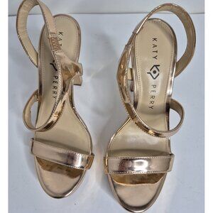Katy Perry Womens The Naomi Rose Gold Mirror Platform Heeled Sandals Size 7